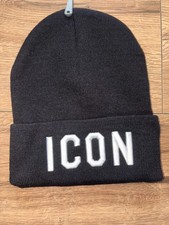 Cappello berretto Dsquared unisex nero con logo ICONA bianco