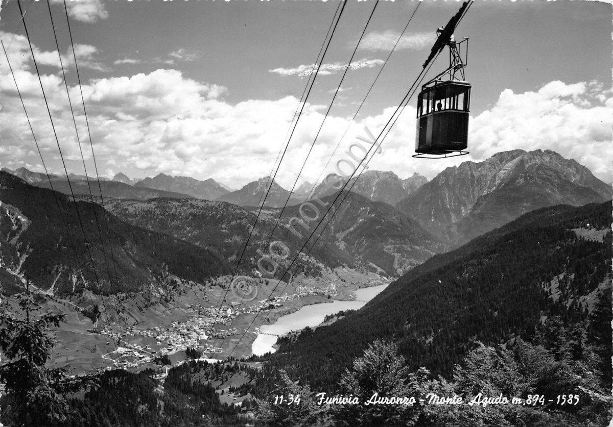 Cartolina Auronzo Monte Agudo Funivia 1958 (Belluno)