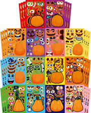56 Sheets Halloween Pumpkin Make a Face Stickers for Kids - 14 Different Pumpkin