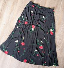 Vintage 90s LG Button Front Floral Midi Skirt Whimsy Goth Fairy Grunge Romantic