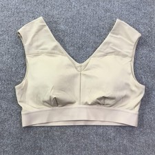 Tommie Copper Sports Bra Womens Medium Beige V-Neck Copper Znergy Athletic Mesh