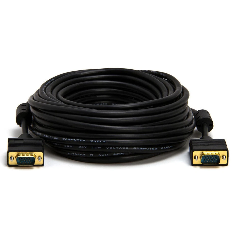 2 Pack VGA Cable 50 Feet 15-Pin D-Sub Male Cord Computer PC TV Monitor Projector - Image 3 of 4
