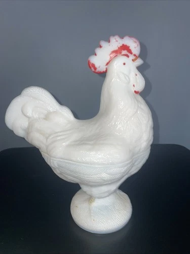 VINTAGE Westmoreland Milk Glass Rooster Covered Candy Dish 9" Tall