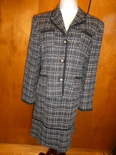 Bergamo by EBI Women’s Jacket & Skirt in Black, Brown and White Size 14(fits 12)