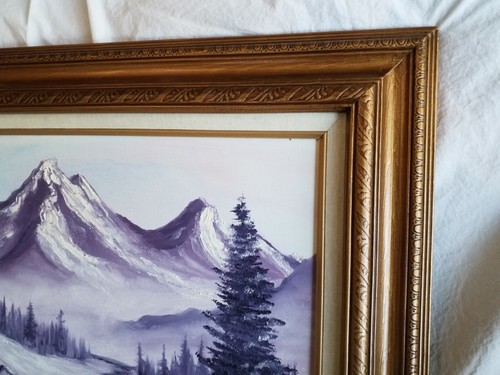 Original Signed Vintage Oil Painting On Canvas 20x16 framed 27x23x1.5" Mountains - Imagen 11 de 24