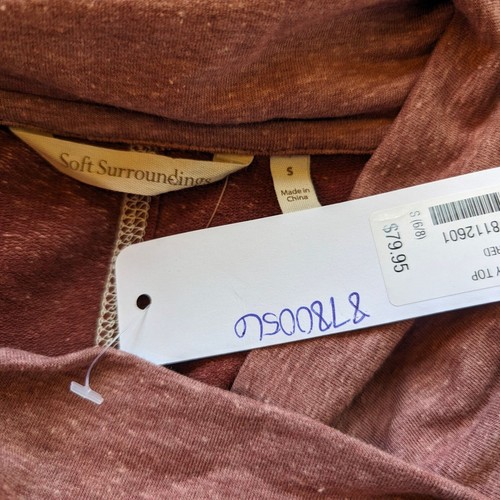 Soft Surroundings long sleeve Brinley brick colored cowl neck buttons tunic S - Picture 6 of 13