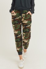 Women  s Camo Joggers, High Rise Joggers with Camouflage Print w/ Drawstring