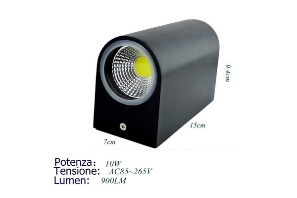 Applique Doppelt Led 10W Schwarz Lampe Kaltlicht Wand Up Down Strahler AußEn-image