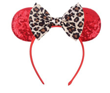 Handmade Disney Parks Minnie Ears Pirate Red Sequin Bow Headband   Disneyland