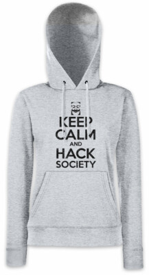 Keep Calm And Hack Society Damen Hoodie Kapuzenpullover Mr. Hacker Fun Robot