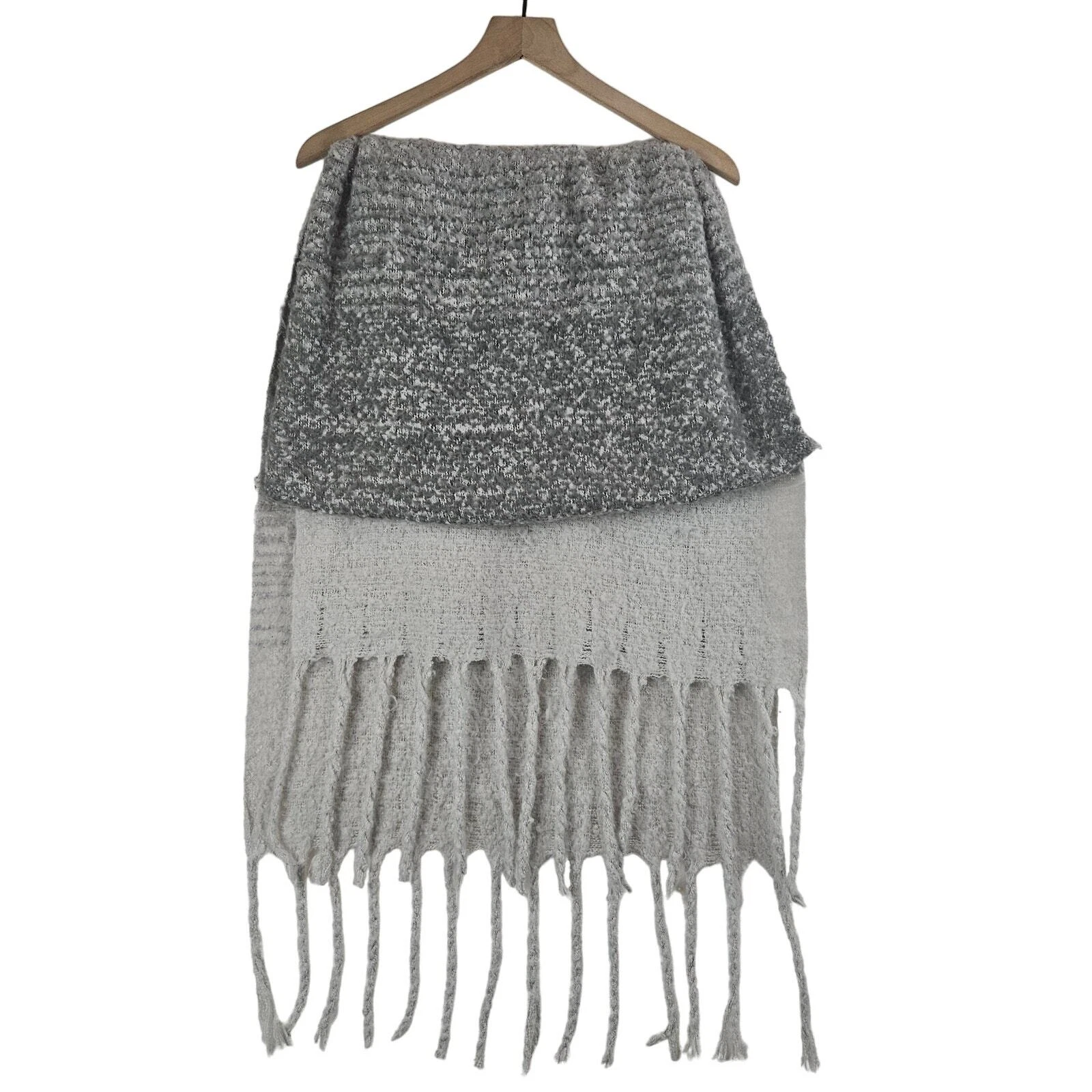 Mer Sea Polyester "wool" scarf shawl wrap, gray ombre