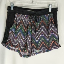 APII Black with Abstract Pattern Elastic Draw String Shorts Size Medium