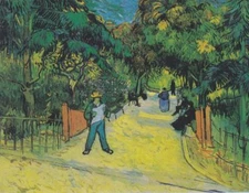  oil painting handpainted on canvas "Entrance to the park with strollers"