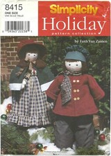 Simplicity 8415 Boy  Girl Christmas Caroler Dolls 46  , 38  UNCUT Sewing Pattern