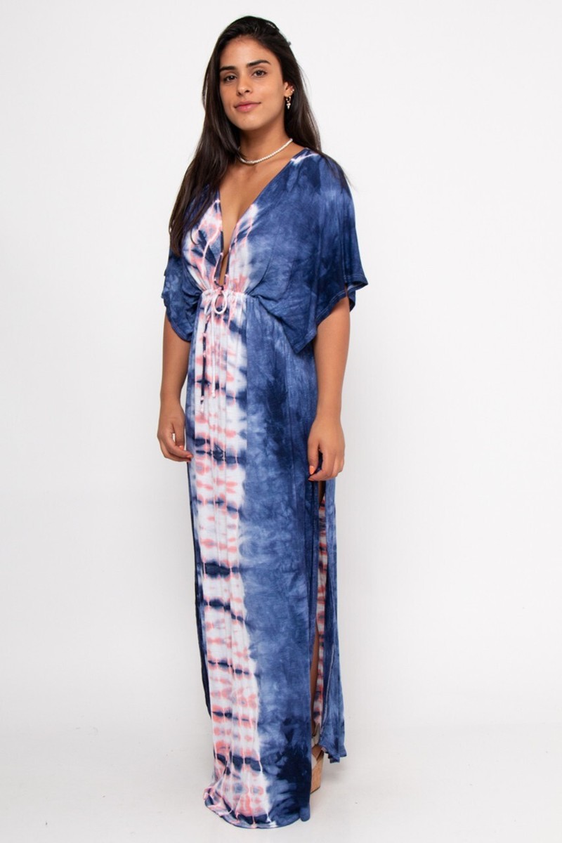 open lace back dress Long A-line Glitter Tie Dye Formal Dress by Poly USA 8346