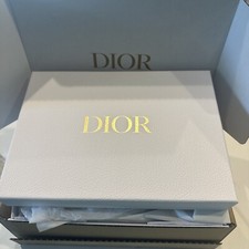 Dior White Pebble Empty Gift Box With Gold Lettering Logo Filler And Tissue