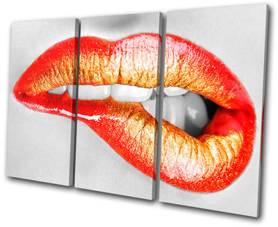 Mode beißende Lippen Erotik HÖHEN LEINWANDKUNST Bilddruck VA