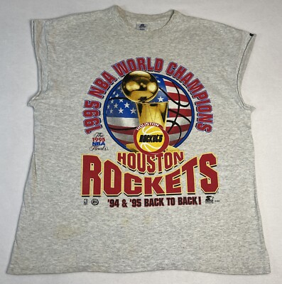 Vintage Houston ROCKETS  94 95 Back To Back NBA World Champs Sleeveless T Shirt