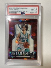 LaMelo Ball Red Cracked Ice Prizm Uniformity #19 PSA 10 (Pop 2)