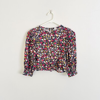 Cool Club Kids Girls Floral Puff Sleeve Blouse Top Tie Front Size 9yrs