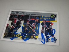 VAN ALLEN-CURRIE-KING AUTOGRAPHED 1993 CLASSIC HOCKEY CARD-VCR LINE 3 GRAPHS