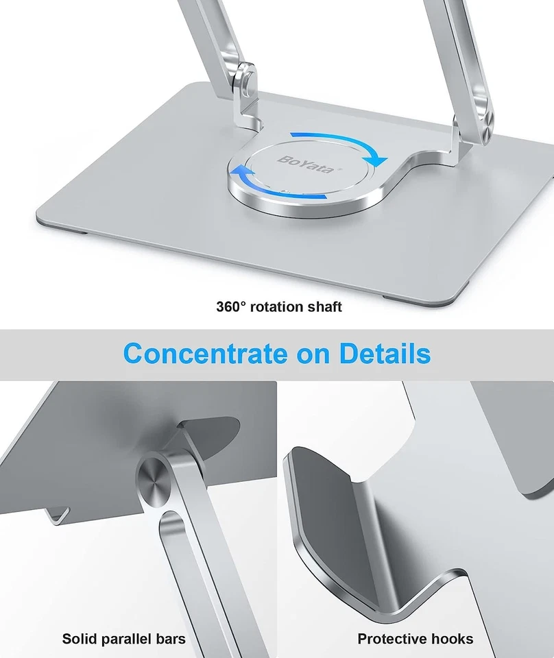 BoYata Soporte para Portátil para Escritorio, Soporte Ajustable para Computadora con Base Giratoria 360° Foto 3 de 4
