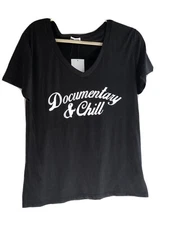 Sub-urban Riot Women’s T-Shirt V Neck Black New M Documentary & Chill