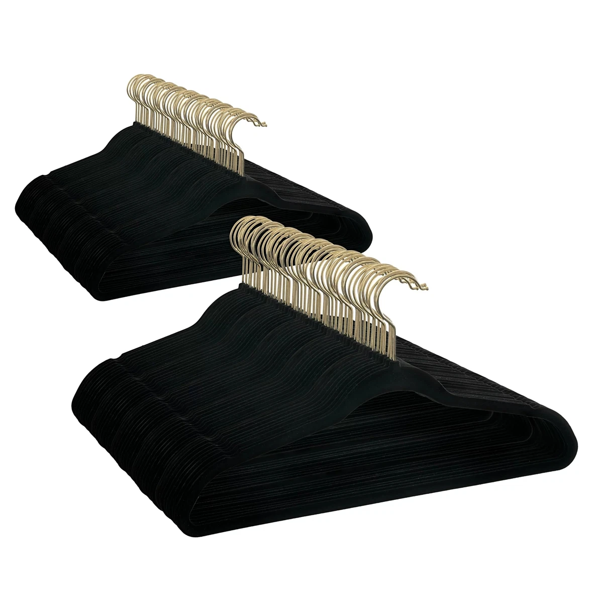 Non-Slip Velvet Clothes Hangers, 100 Pack, Black, For Both Wet and