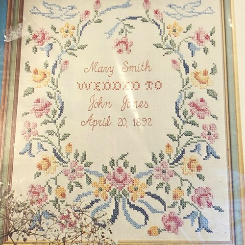 Vintage Paragon Wedding Sampler Cross Stitch Kit New In Package 14” x 17” USA - Picture 2 of 8