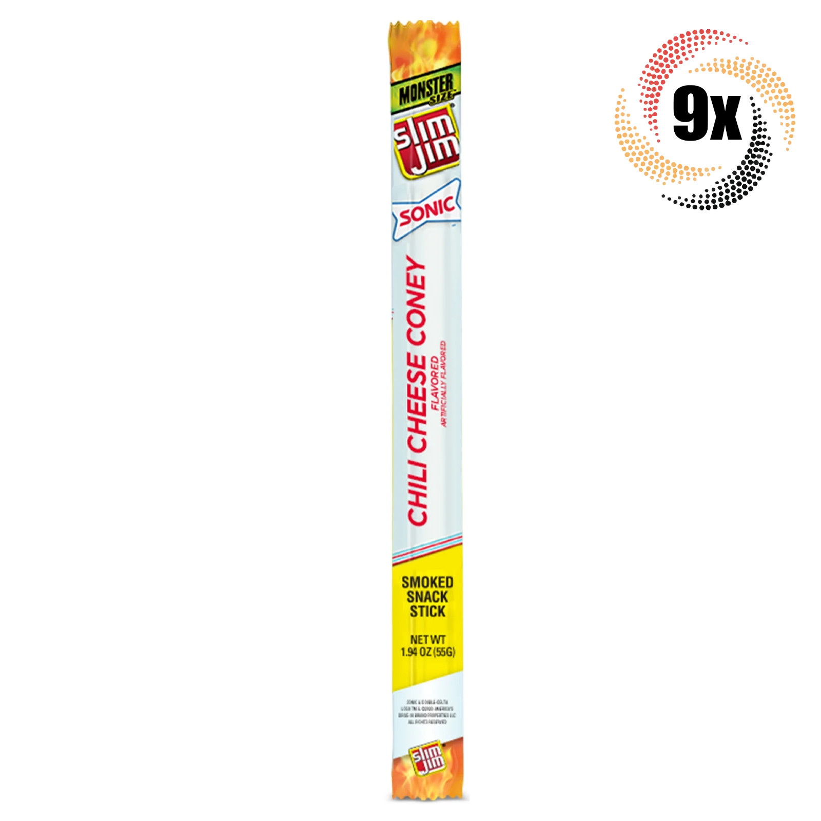 9x закусочных палочек Slim Jim Sonic Chili Cheese Coney Monster | 1,94 унции