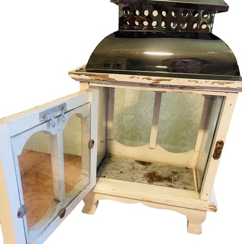 Wooden & Metal Lantern Glass Sides, Shabby Chic/farmhouse/rustic Style. - Picture 5 of 7