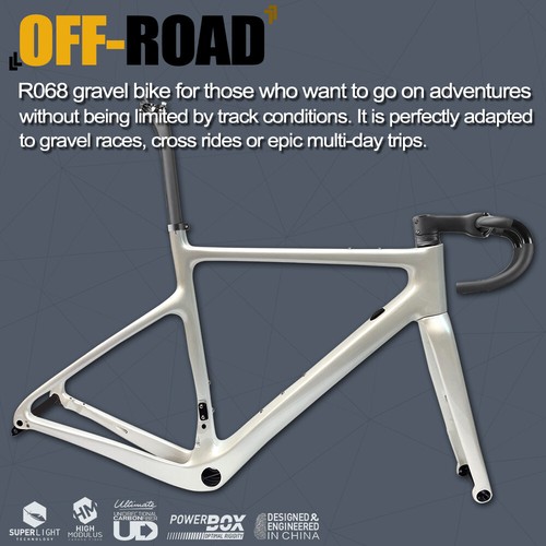 AIRWOLF T1100 Carbon Gravel Frame Peal White Road Bike Cyclocross Bicycle - Picture 3 of 18