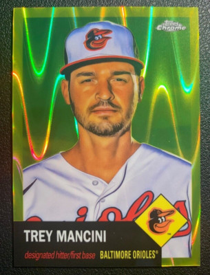 2022 Topps Chrome Platinum Anniversary Trey Mancini Yellow Gold Ray Wave /250