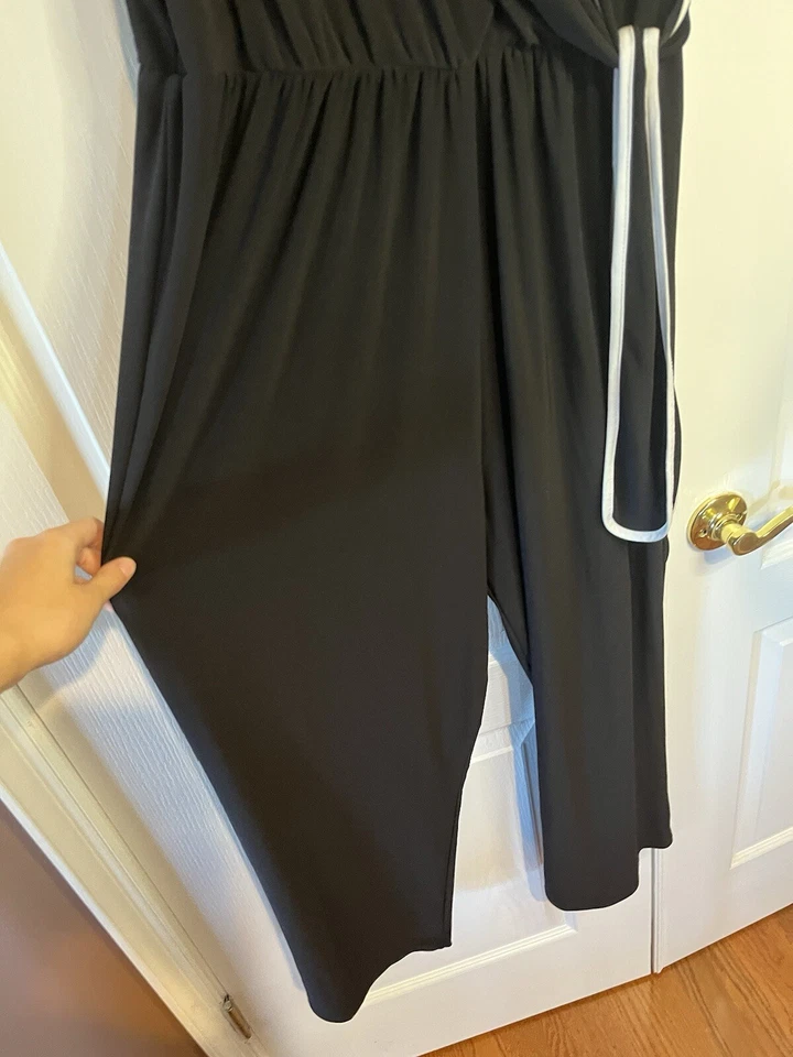 Женский комбинезон Tahari большого размера 2X черный с поясом укороченный широкие ноги повседневный стрейч - Изображение 4 из 4