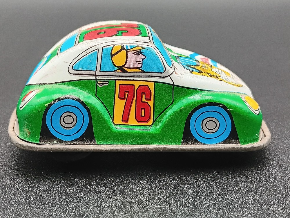 VINTAGE TIN LITHO WIND-UP TOY RACE CAR Made In Japan By T.T Co. Tested Works
