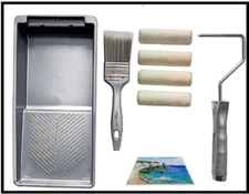 Small Paint Roller Set with Short Nap Roller Covers, 2 inch Paint Brush and Mini