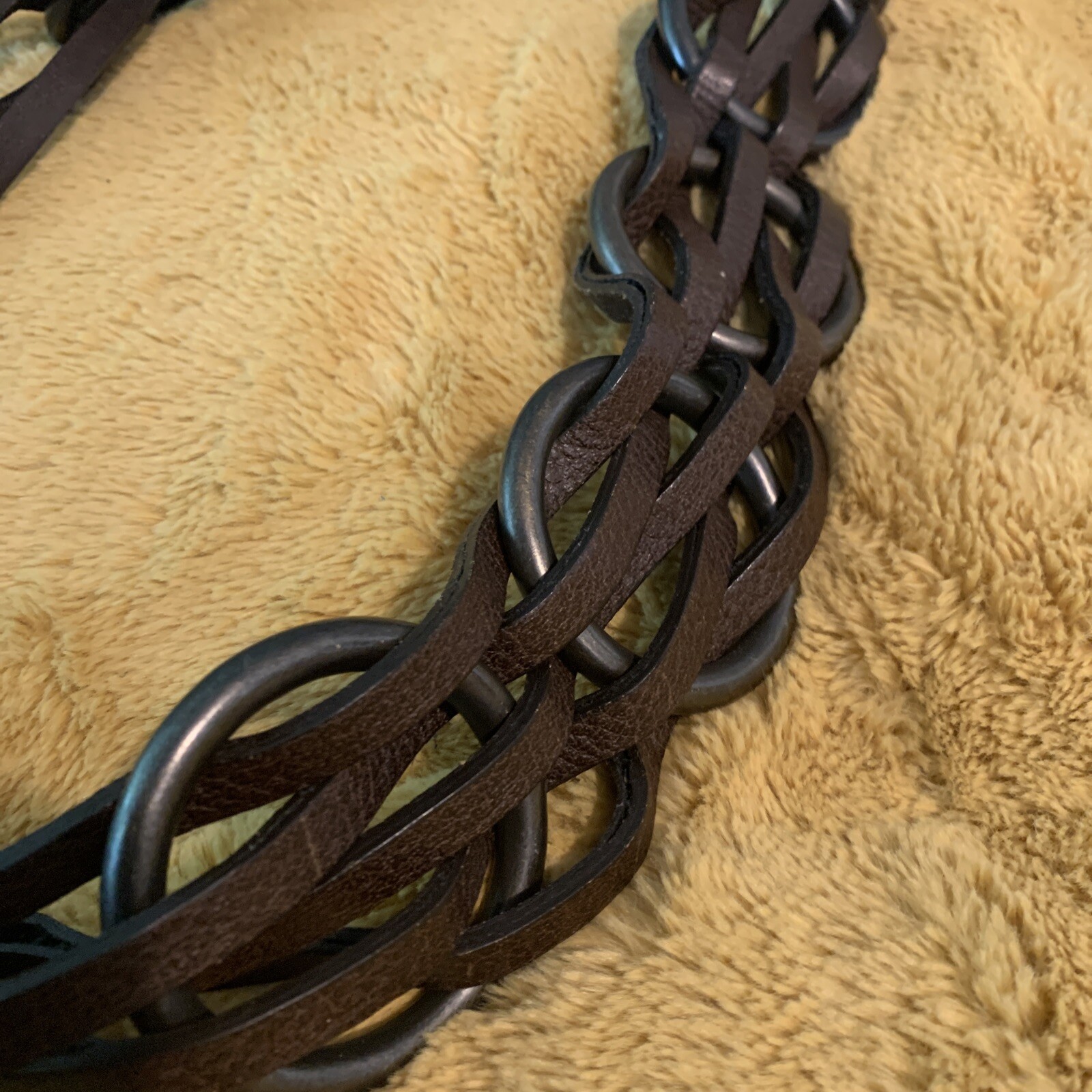 Nine West Leather Belt L woven Studded Brown belt