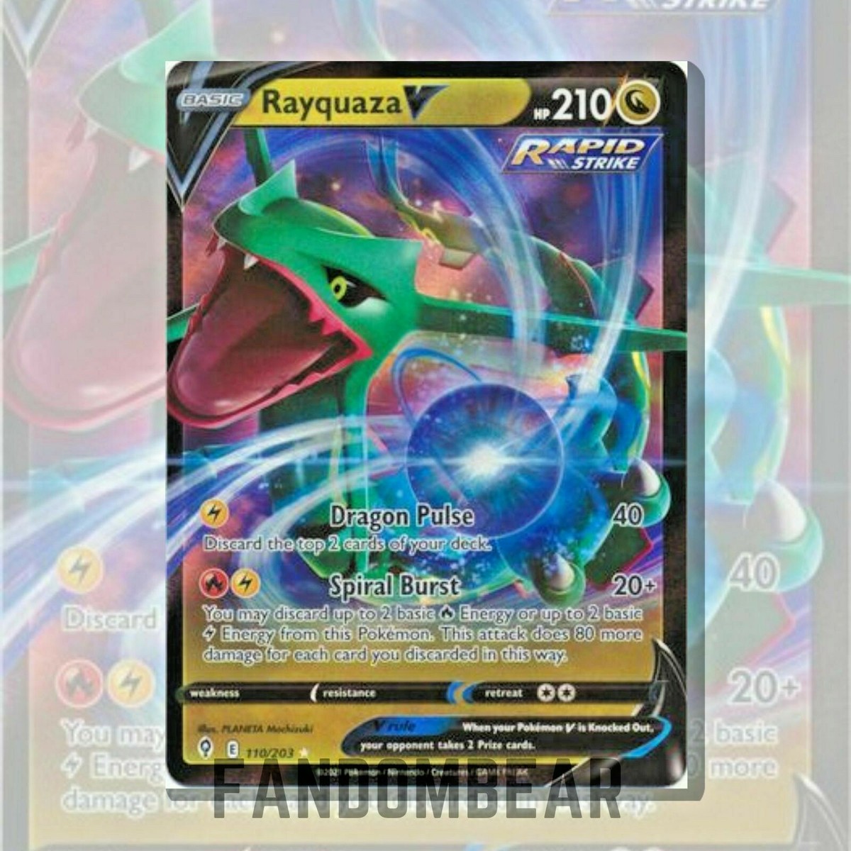Rayquaza V Evolving Skies 110/203 ULTRA RARE card Rapid Strike 2021 Pokemon