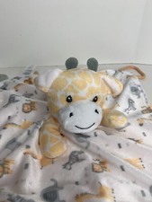 Giraffe Lovey Yellow Gray Security Blanket Unisex Teether Rattle Modern Baby