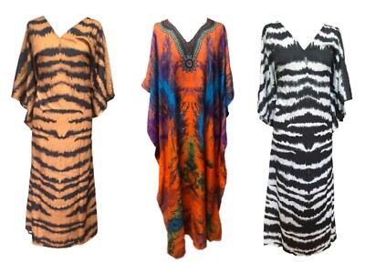 Vestido Largo Tipo Túnica Para Mujer, Estilo Caftán, Ropa De Playa, Manga Murciélago, Talla Grande, Vestido