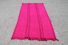 4x7 ft Pink Striped Handmade Turkish Wool Accent Tribal Kilim Rug for Kitchen