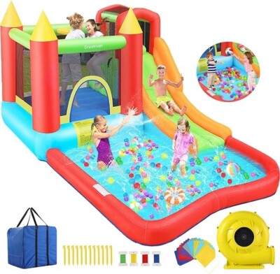 Kids Inflatable Bouncer Jumping House, Castle Slide w/Blower Perfect for Kids 