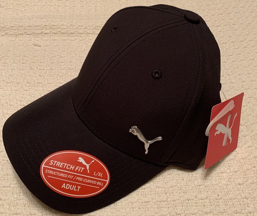 PUMA Hat Golf Cap Black Silver Cat Logo 