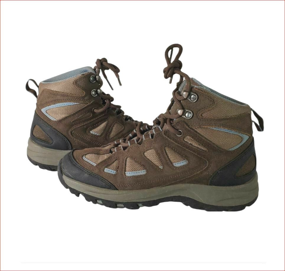 Bottes De Randonnée Denali Pour Femme – Taille 7 – Cuir Marron/bleu – Style Outback – Occasion