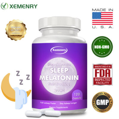 Melatonin 20mg - Night Sleep Aid Supplements, Fall Asleep Fast and Stay Asleep