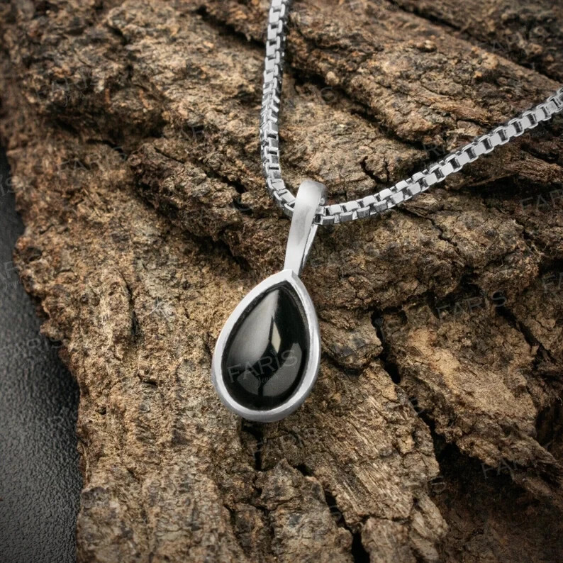 Onyx Pendant Handmade 925 Sterling Silver Gemstone Jewelry for Women  