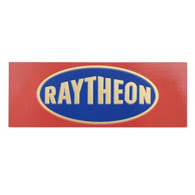 RAYTHEON Grill Logo Badge Custom Made Aluminum 106mm(4.17'')X39mm(1.54'') GOLD+RED