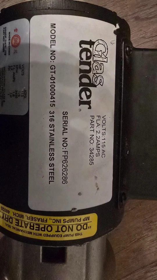 Glastender Pump, Water Recirculating, All 01000415 - Geniune OEM Open box - Image 3 of 4