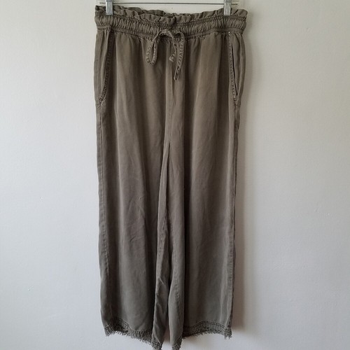 Wide Leg Cropped Elastic Waist Pants 