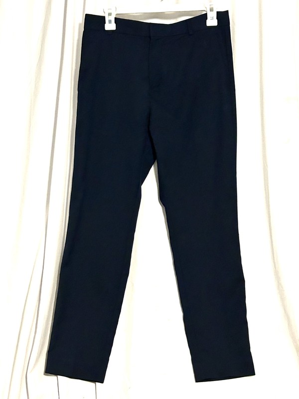 H&M Skinny Fit Navy Blue Dress Pants Mens Size 30R Slacks Polyester Flat Front